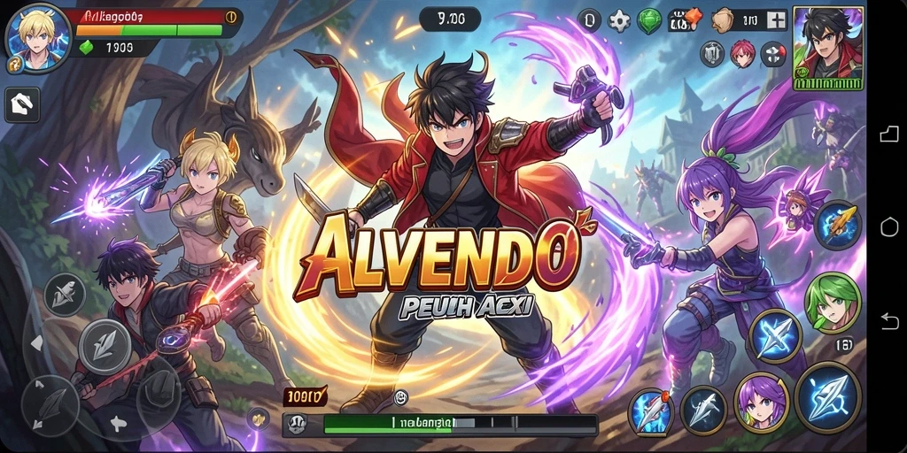 Tampilan gameplay ALVENDO dengan karakter Anime yang menarik.