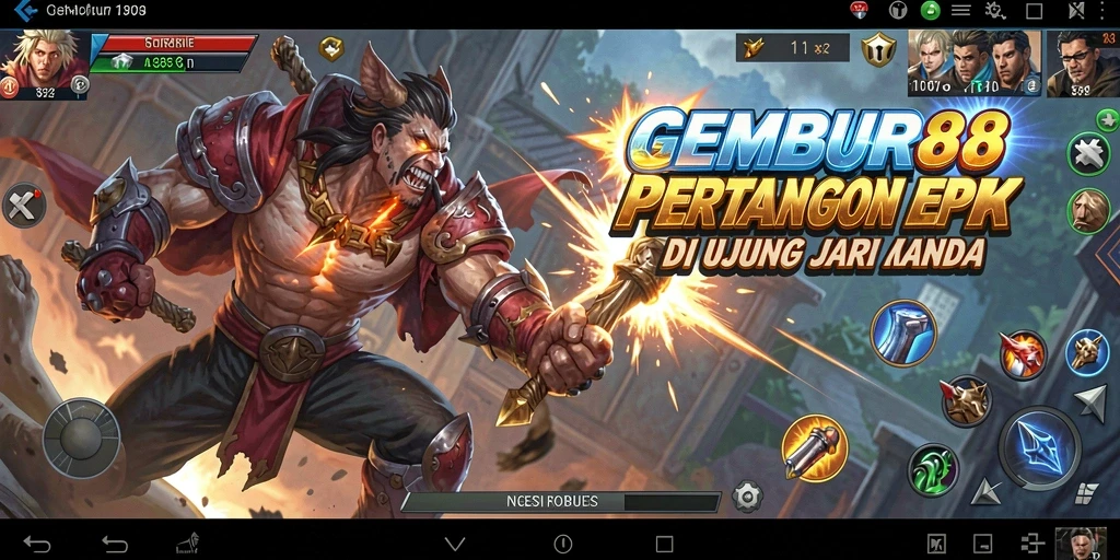 Screenshot gameplay menunjukkan pertarungan adrenalina tinggi di GEMBUR88.