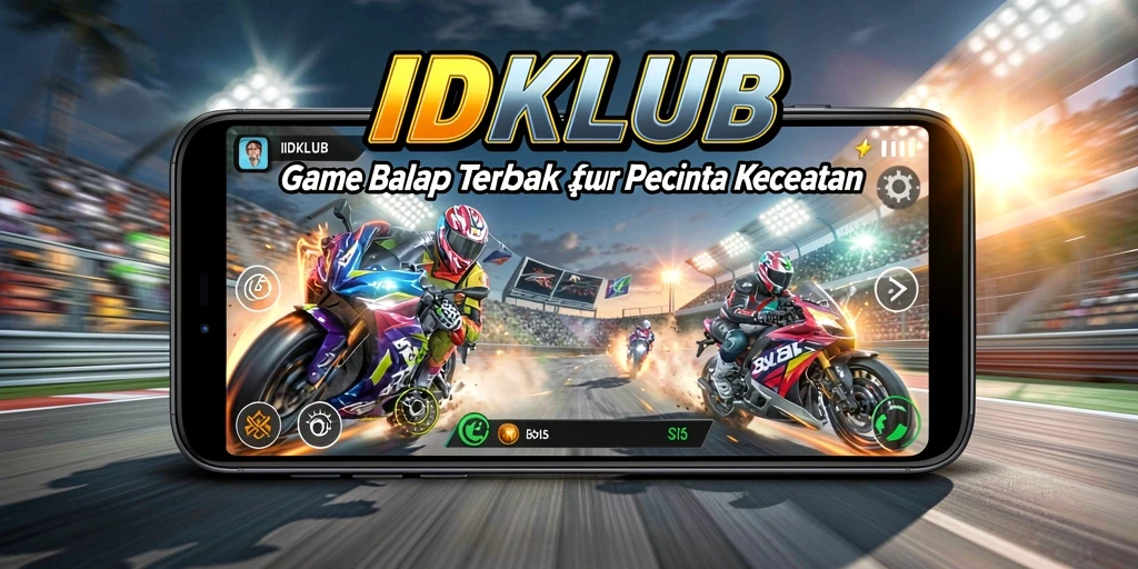 Tampilan gameplay yang menegangkan di IDKLUB dengan mobil balap beraksi.