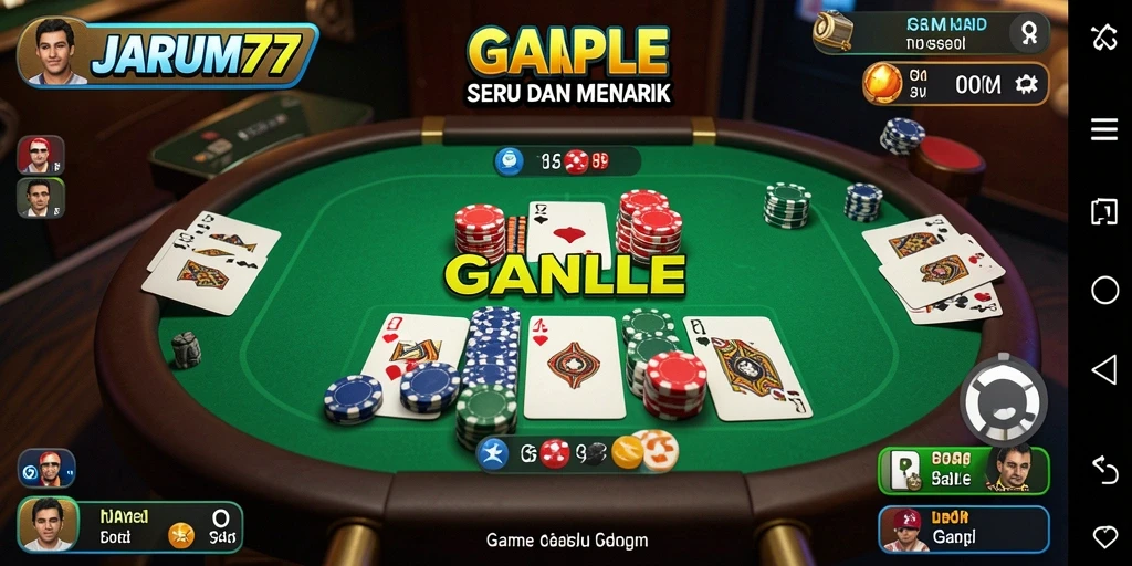 Screenshot gameplay JARUM77 menampilkan keseruan bermain Gaple.