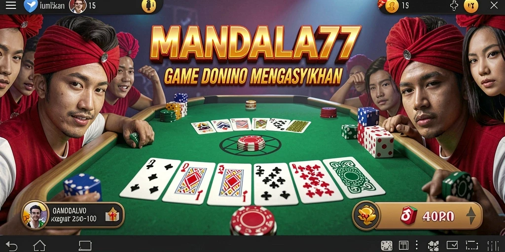 Screenshot utama MANDALA77 menampilkan gameplay seru domino.