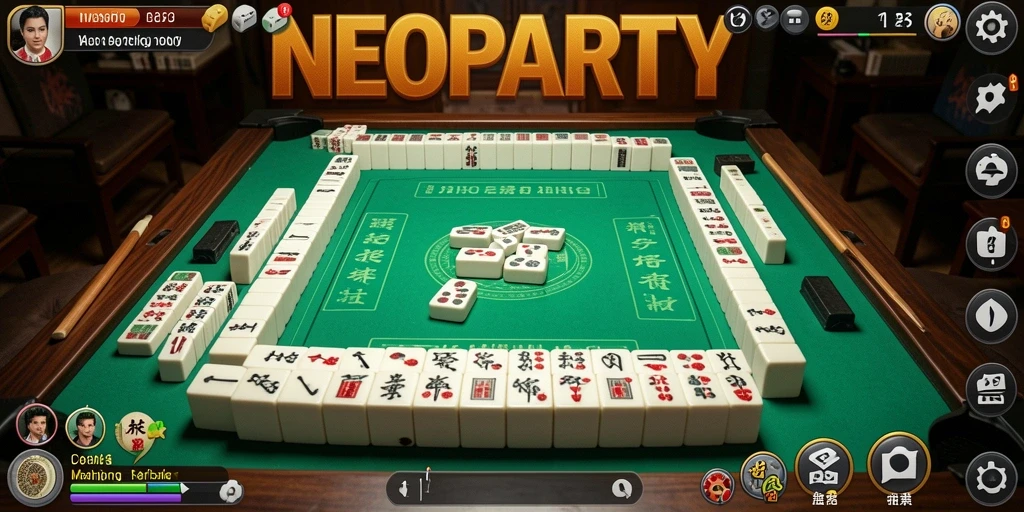 Screenshot utama NEOPARTY menampilkan gameplay Mahjong yang menarik.