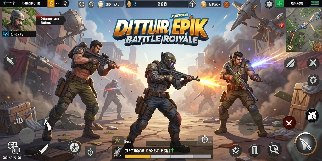 Screenshot utama ORA78 menampilkan aksi pertarungan intens Battle Royale.