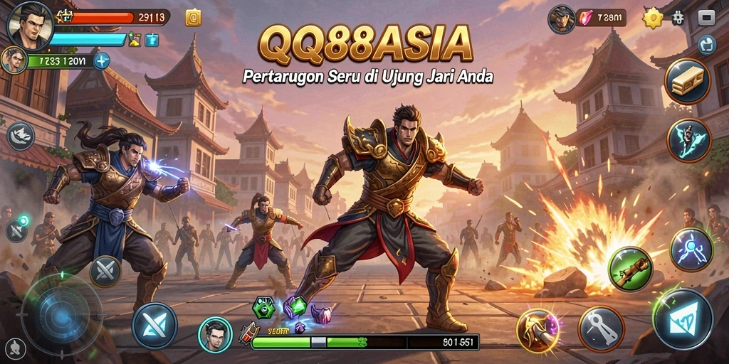 Tangkapan layar gameplay QQ88ASIA yang menunjukkan aksi pertarungan yang menegangkan.